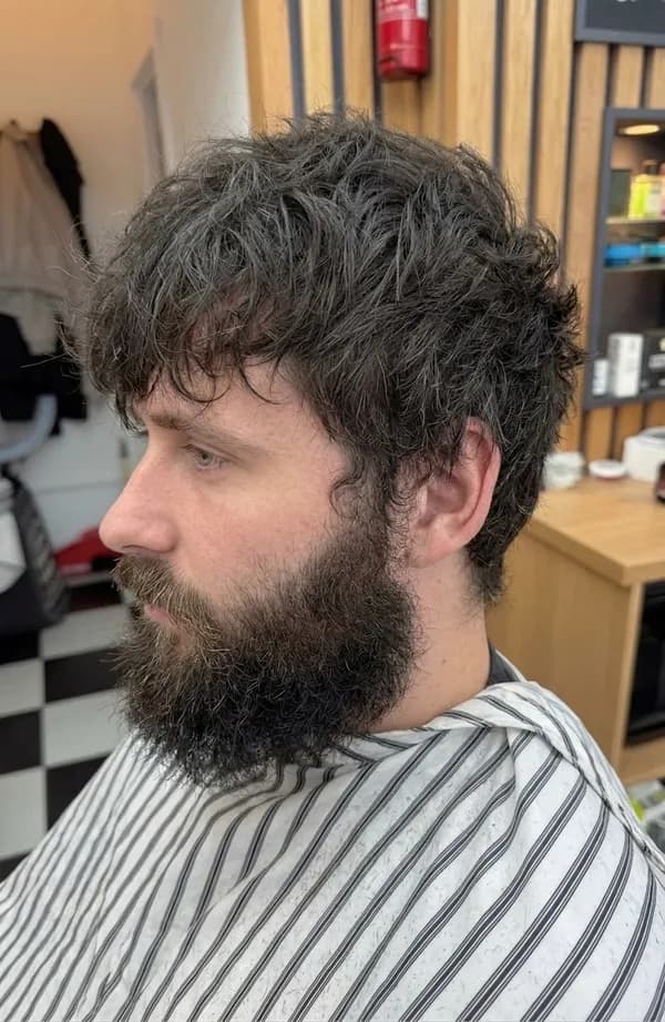 Before a skin fade and beard trim